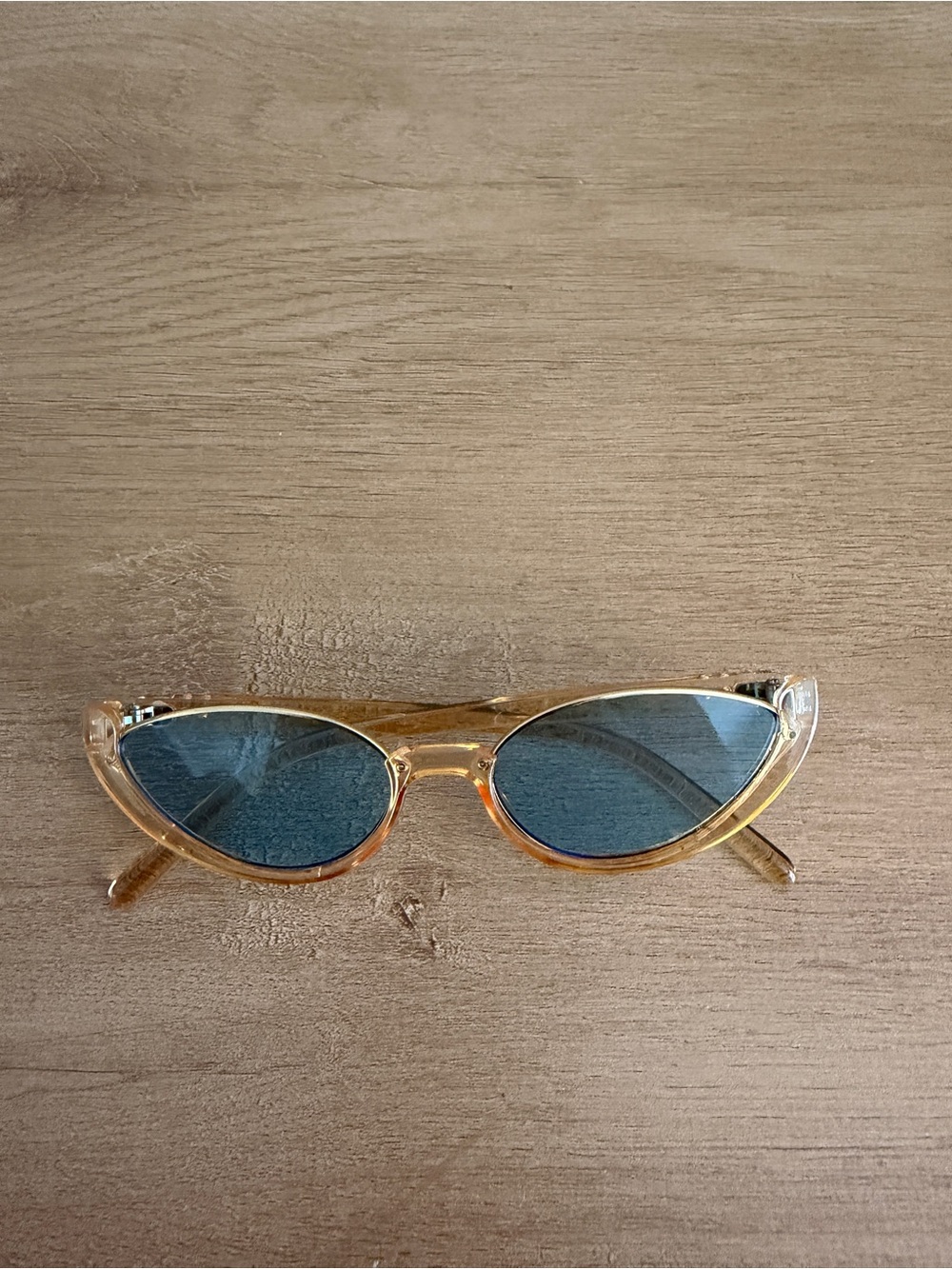 Clear Amber Cat-Eye Sunglasses with Blue Lenses - Women Accessories
